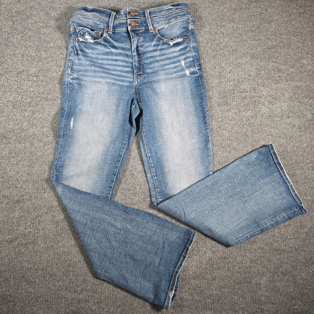Buckle Black High Rise Flare Jeans Medium Wash Distressed BBW1254R Womens 32x32